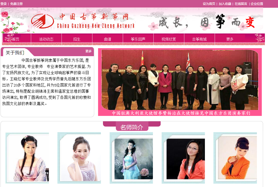 中国古筝新筝教育网站建站案列